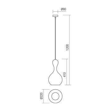 Redo 01-2259 - Пендел LOB 1xE27/42W/230V Ø 22 см сив