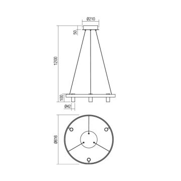 Redo 01-2490 - LED Пендел SUMMIT LED/38W/230V CRI 90 Ø 61,6 см златист