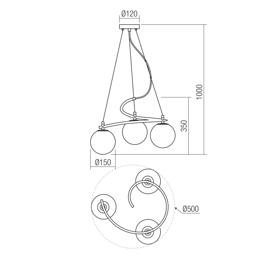 Redo 01-2716 - Пендел VOLLEY 3xE14/28W/230V черен