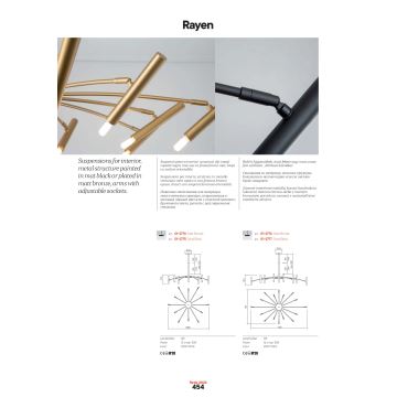 Redo 01-2777 - Висящ полилей RAYEN 16xG9/10W/230V черен