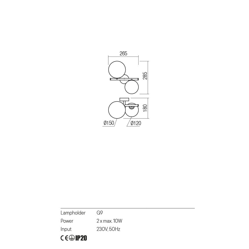 Redo 01-2778 - Аплик ROY 2xG9/10W/230V