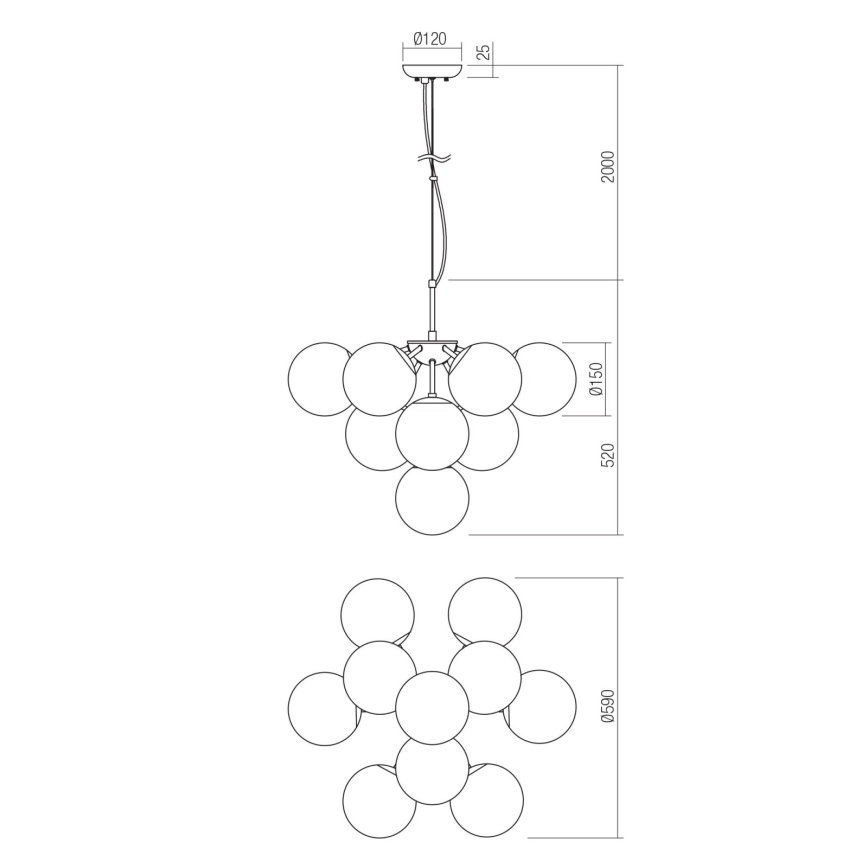 Redo 01-2940 - Пендел AGAPE 10xE14/28W/230V златист