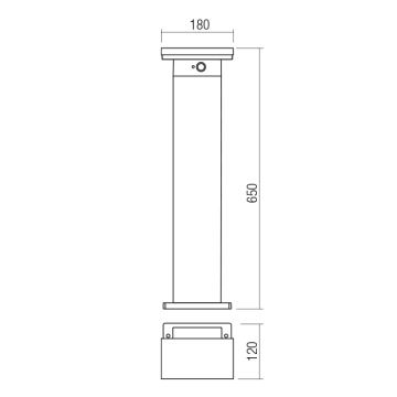 Redo 90536 - LED Соларна лампа със сензор TAIYO LED/2W/3,7V 3000K IP54 антрацит