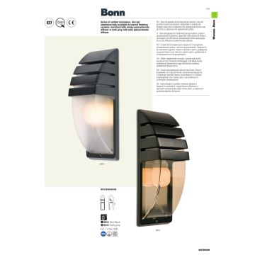 Redo 9210 - Външна стенна лампа BONN 1xE27/42W/230V IP44