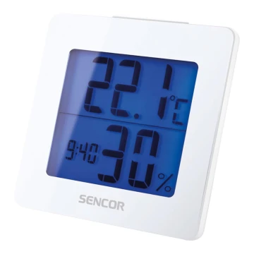 Sencor - Метеорологична станция с LCD дисплей и будилник 1xAA бяла