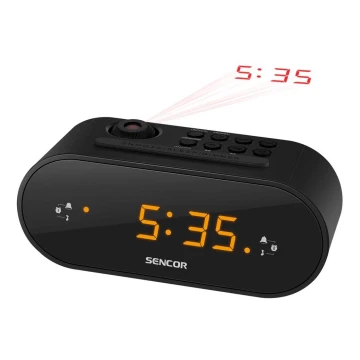 Sencor - Радио будилник с LED дисплей и проектор 5W/230V черен