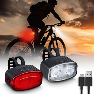 К-кт 2x LED Димируем rechargeable bicycle лампа 350mAh IP44 червен/бял