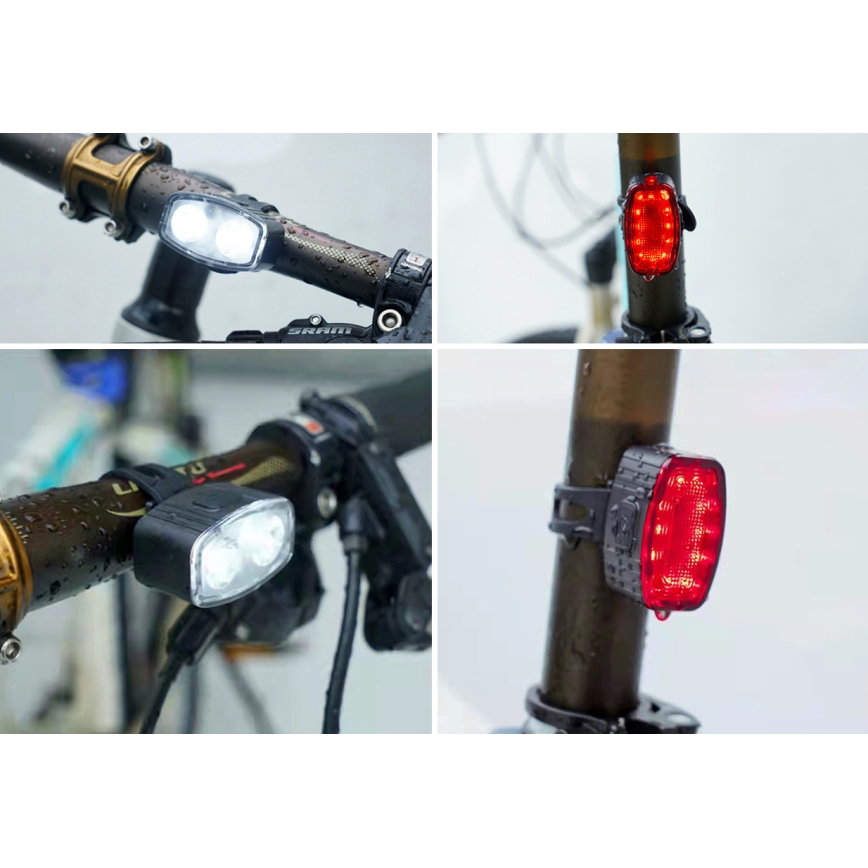 К-кт 2x LED Димируем rechargeable bicycle лампа 350mAh IP44 червен/бял