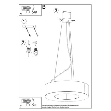 Висящ полилей SATURNO SLIM 5xE27/60W/230V ⌀ 50см черен