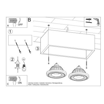 Плафон QUATRO AR111 2xGU10/40W/230V бетон