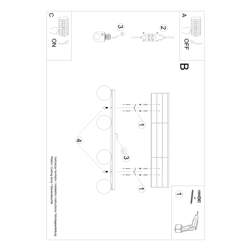 Плафониера YOLI 4xG9/12W/230V бял