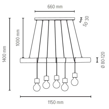 Пендел TRABO 5xE27/60W/230V бор - FSC сертифициран