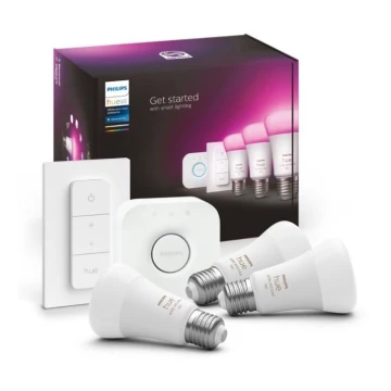 Стартов пакет Philips Hue WHITE AND COLOR AMBIANCE 3xE27/9W 2000-6500K + взаимосвързващо устройство