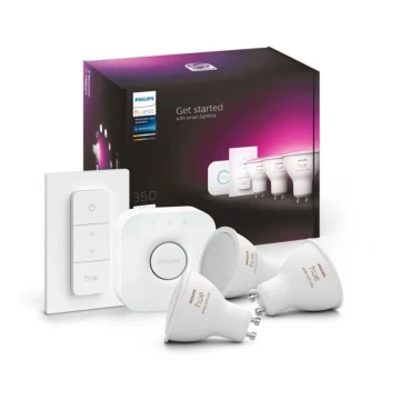 Стартов пакет Philips Hue WHITE AND COLOR AMBIANCE 3xGU10/4,3W 2000-6500K + взаимосвързващо устройство