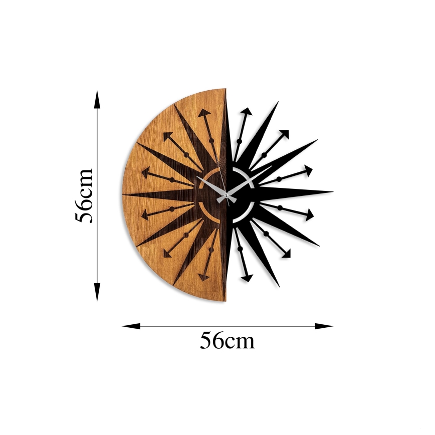 Стенен часовник Ø 56 см 1xAA дърво/метал