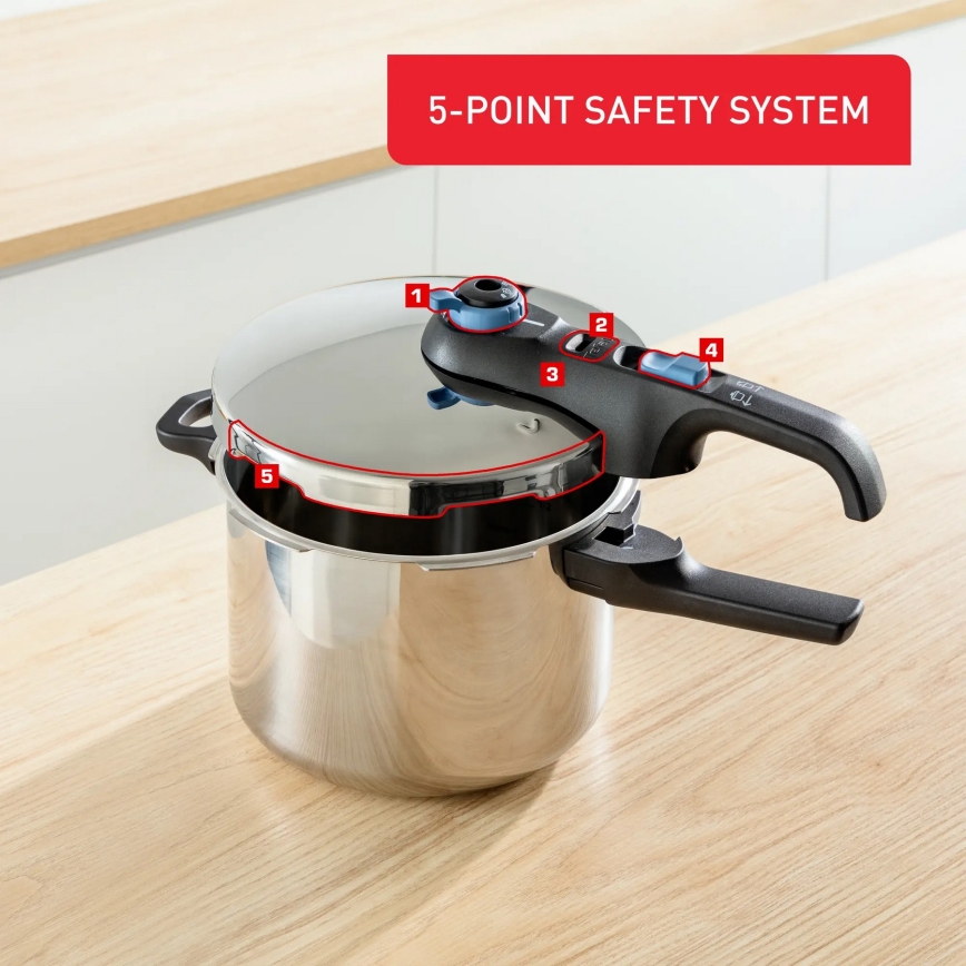 Tefal - Тенджера под налягане 6 l SECURE TRENDY неръждаем