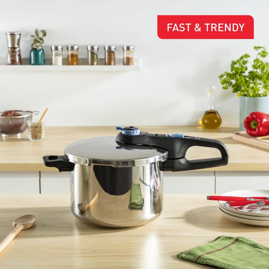 Tefal - К-кт of pressure cookers 4/6 l SECURE TRENDY неръждаем