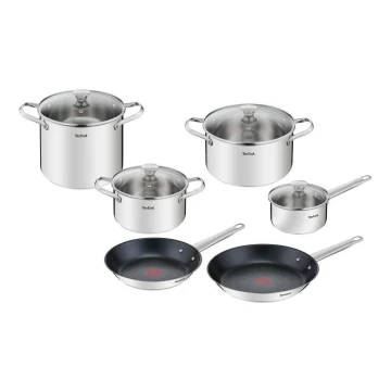 Tefal - Комплект готварски съдове 10 бр. COOK EAT неръждаем