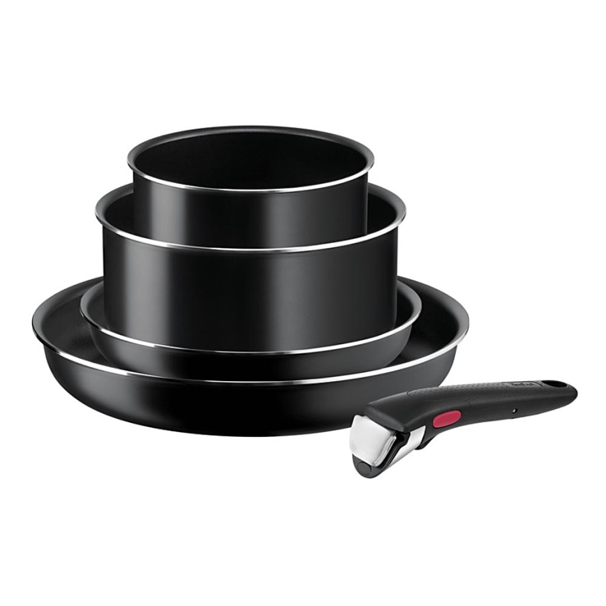 Tefal - Комплект готварски съдове 5 бр. INGENIO EASY COOK & CLEAN BLACK