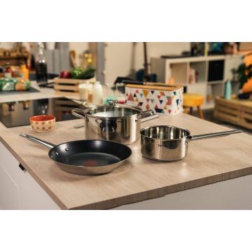 Tefal - Комплект готварски съдове 9 бр. COOK EAT неръждаем