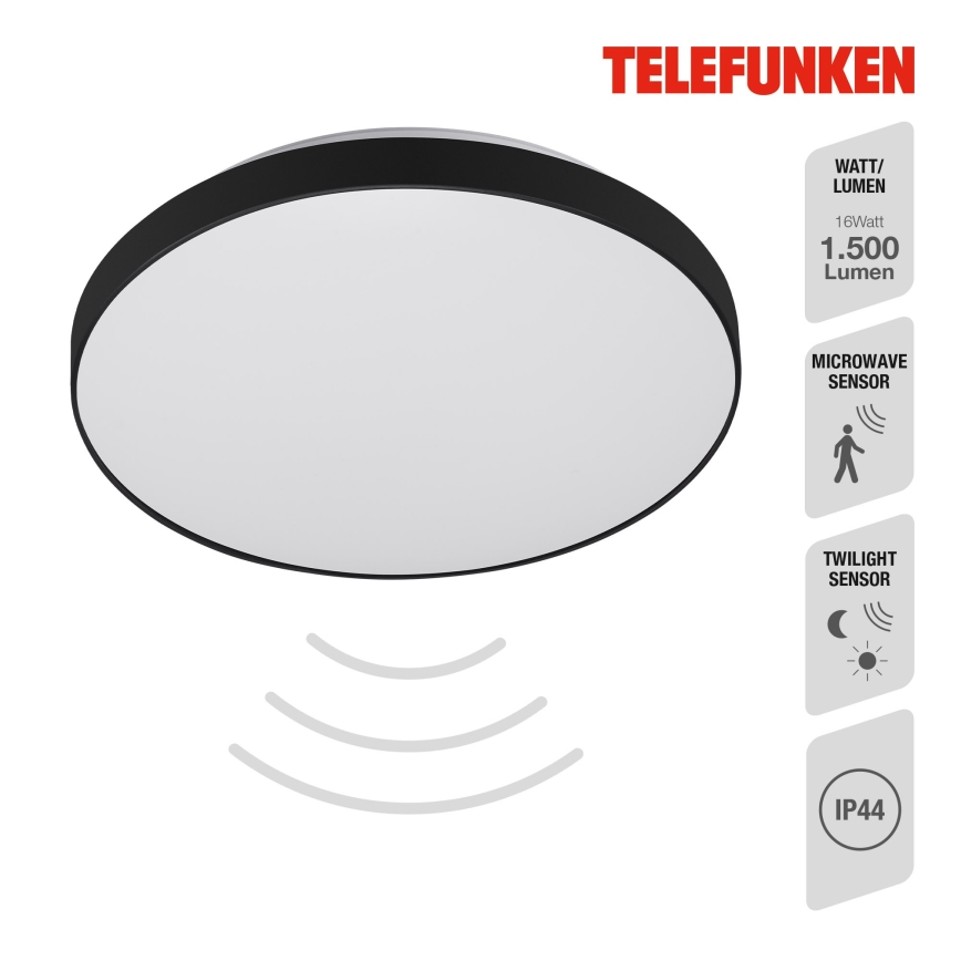 Telefunken 318405TF - LED Плафон за баня със сензор LED/16W/230V IP44 Ø 29 см