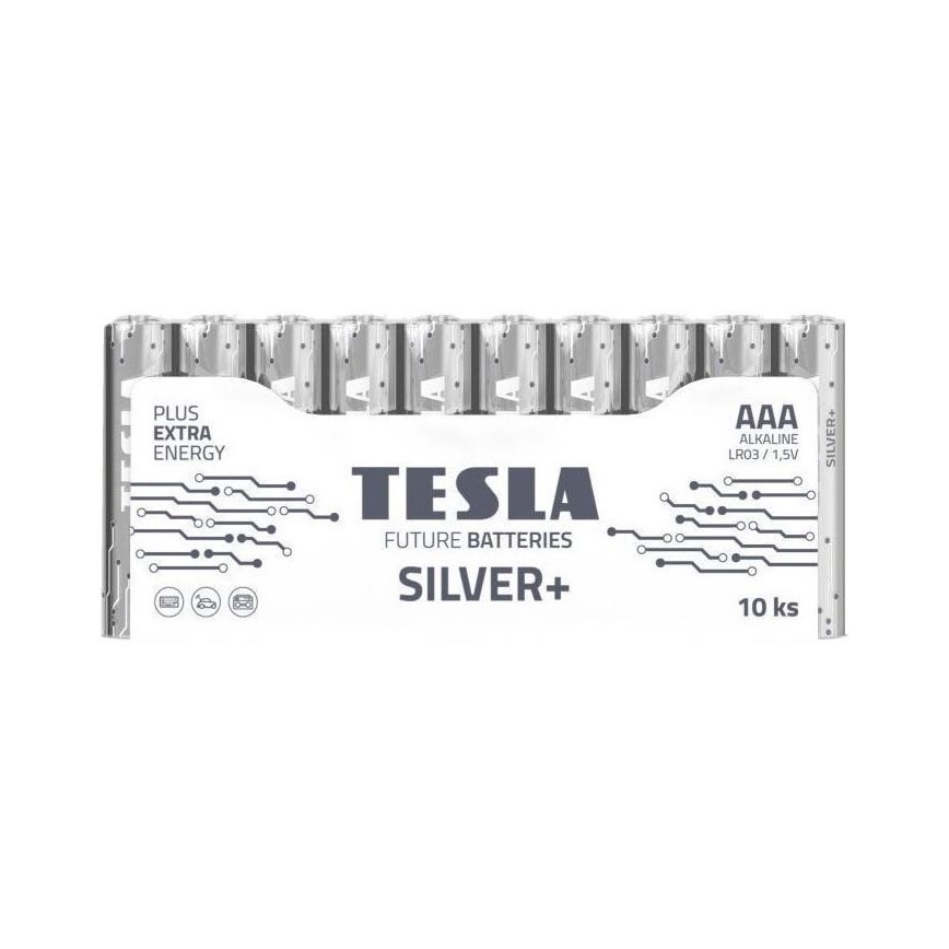 Tesla Batteries - 10 бр. Алкална батерия AAA SILVER+ 1,5V 1300 mAh