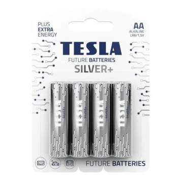 Tesla Batteries - 4 бр. Алкална батерия AA SILVER+ 1,5V 2900 mAh