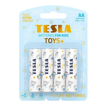 Tesla Batteries - 4 бр. Алкална батерия AA TOYS+ 1,5V 2900 mAh