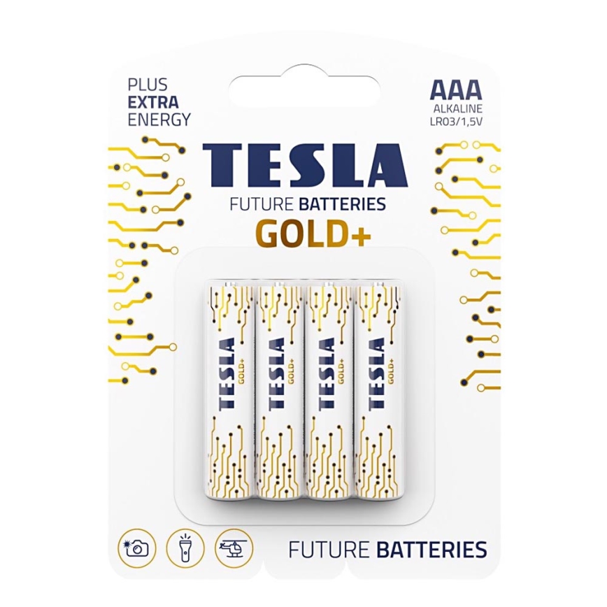 Tesla Batteries - 4 бр. Алкална батерия AAA GOLD+ 1,5V 1350 mAh