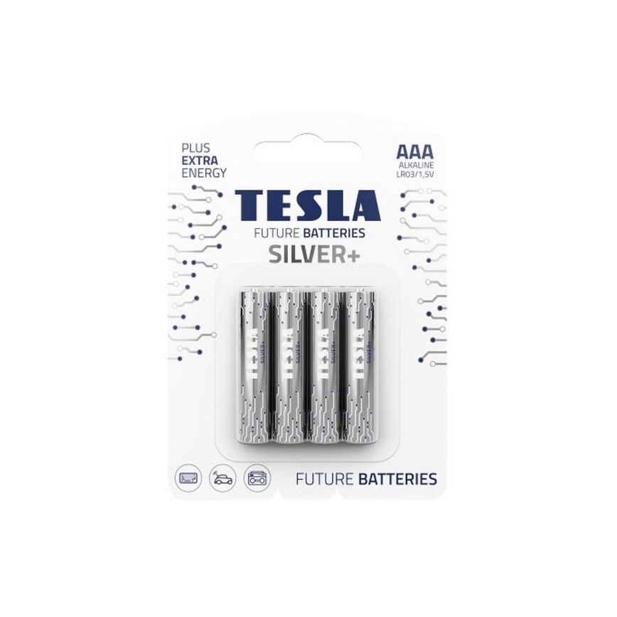 Tesla Batteries - 4 бр. Алкална батерия AAA SILVER+ 1,5V 1300 mAh