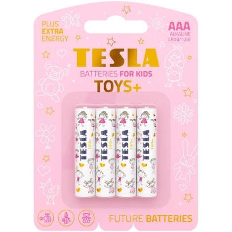 Tesla Batteries - 4 бр. Алкална батерия AAA TOYS+ 1,5V 1300 mAh