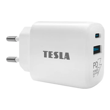 TESLA Electronics - Адаптер за бързо зареждане Power Delivery 25W бял