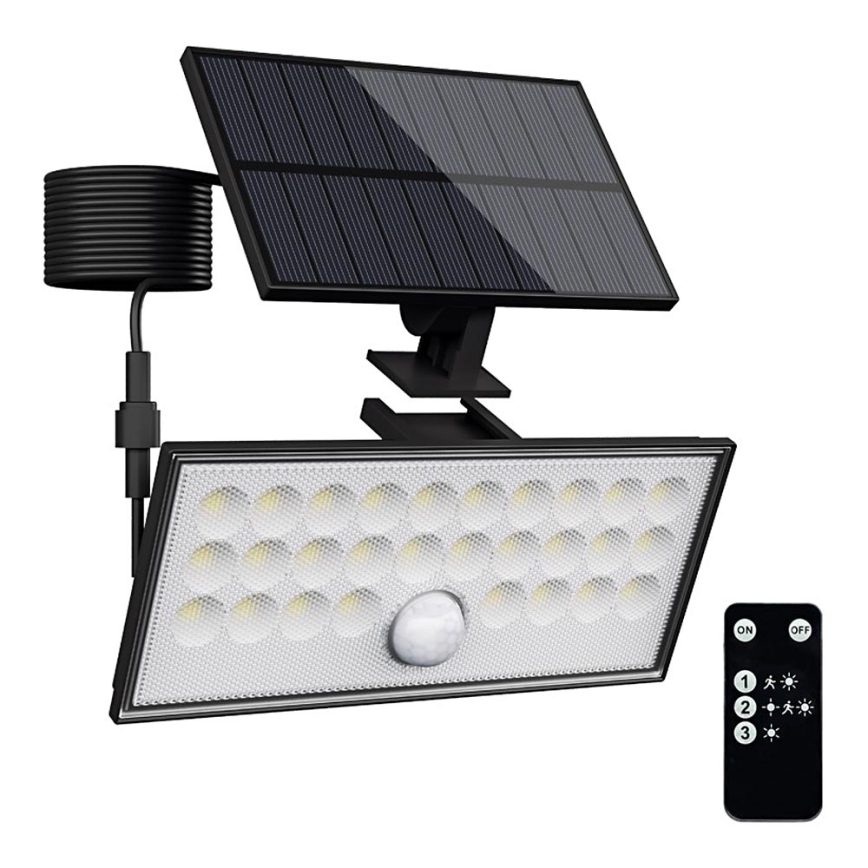 Top Light - LED Solar wall прожектор със сензор HELEON VARIO LED/8W/3,7V IP65 4000K + дистанционно управление