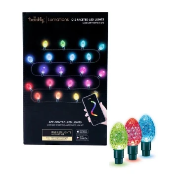 Twinkly - LED RGB Димируем екстериорен коледни лампички FACETED 40xLED 14,5 м IP44 Wi-Fi