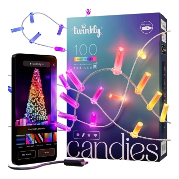 Twinkly - LED RGB Димируем коледни лампички CANDIES 100xLED 8 м USB Wi-Fi