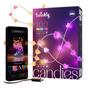 Twinkly - LED RGB Димируем коледни лампички CANDIES 100xLED 8 м USB Wi-Fi