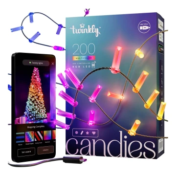 Twinkly - LED RGB Димируем коледни лампички CANDIES 200xLED 14 м USB Wi-Fi