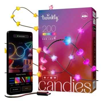 Twinkly - LED RGB Димируем коледни лампички CANDIES 200xLED 14 м USB Wi-Fi