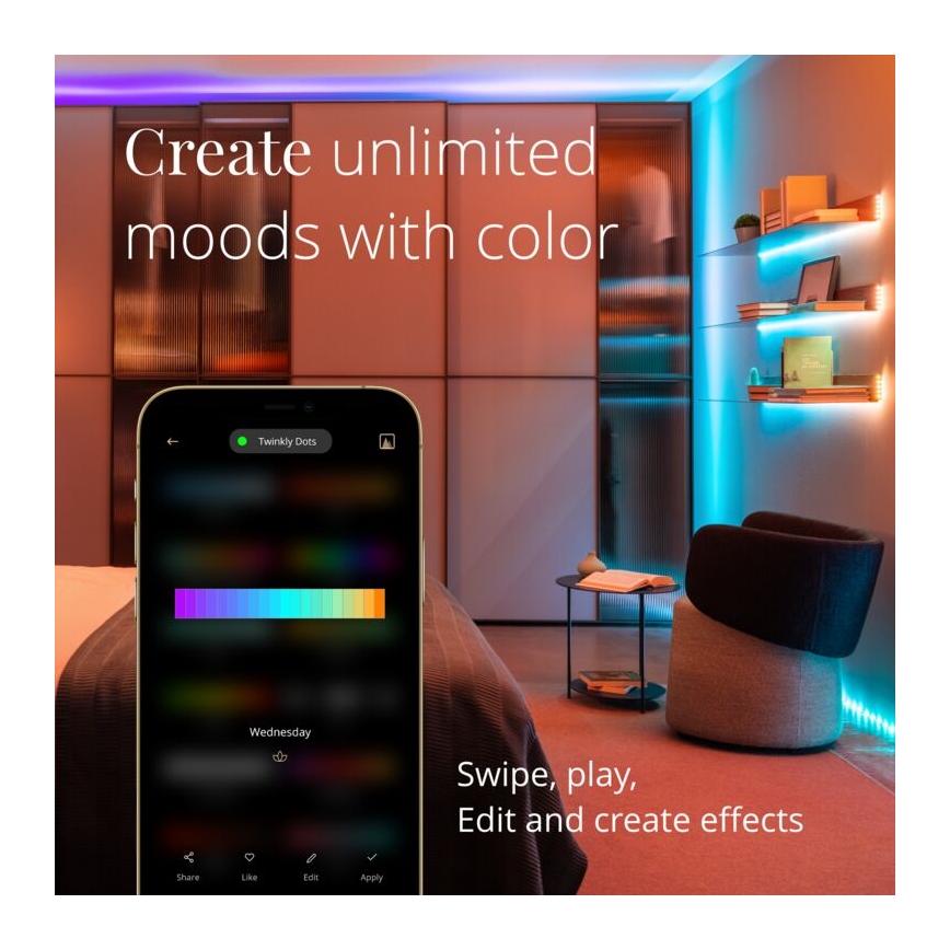 Twinkly - LED RGB Димируема лента DOTS 60xLED 3 м Wi-Fi USB