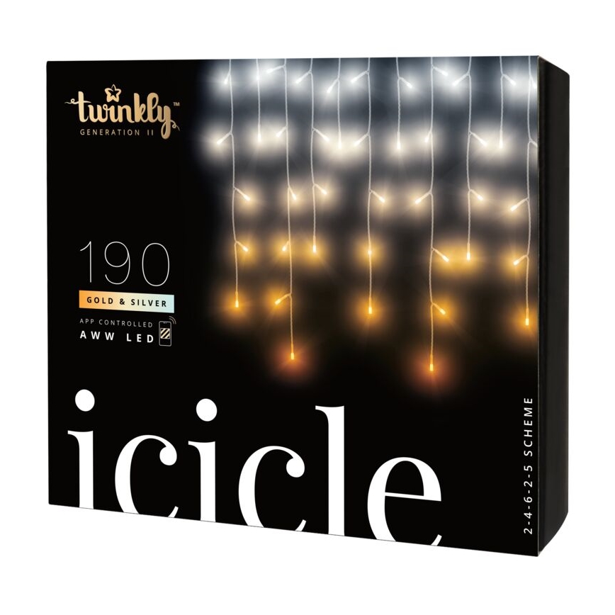 Twinkly - LED Димируем екстериорен Коледна завеса ICICLE 190xLED 11,5 м IP44 Wi-Fi