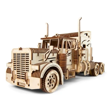 Ugears - 3D дървен механичен пъзел Трактор с полуремарке Heavy Boy
