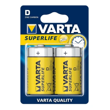 Varta 2020 - 2 бр. Цинково/въглеродна батерия SUPERLIFE D 1,5V