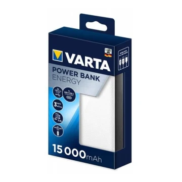 Varta 57977101111 - Външна батерия ENERGY 15000mAh/2x2,4V бяла