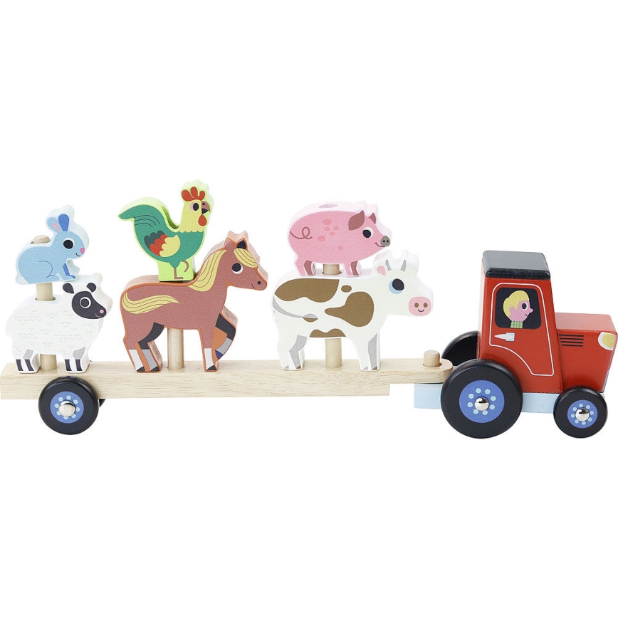 Vilac - Дървен трактор с животни