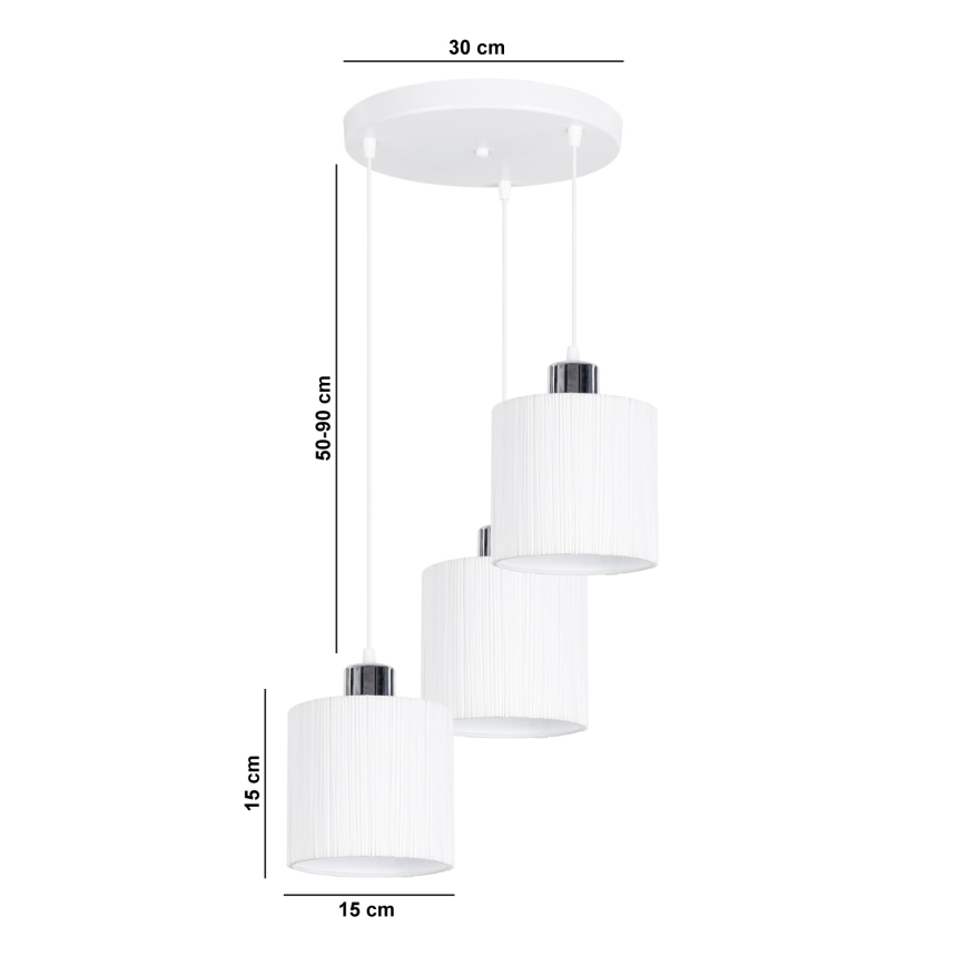 Висящ полилей BIZO 3xE27/60W/230V бял/сив