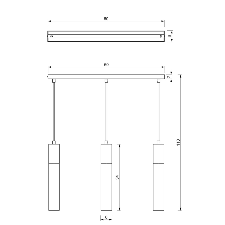 Висящ полилей CASSA 3xGU10/8W/230V черен/златист