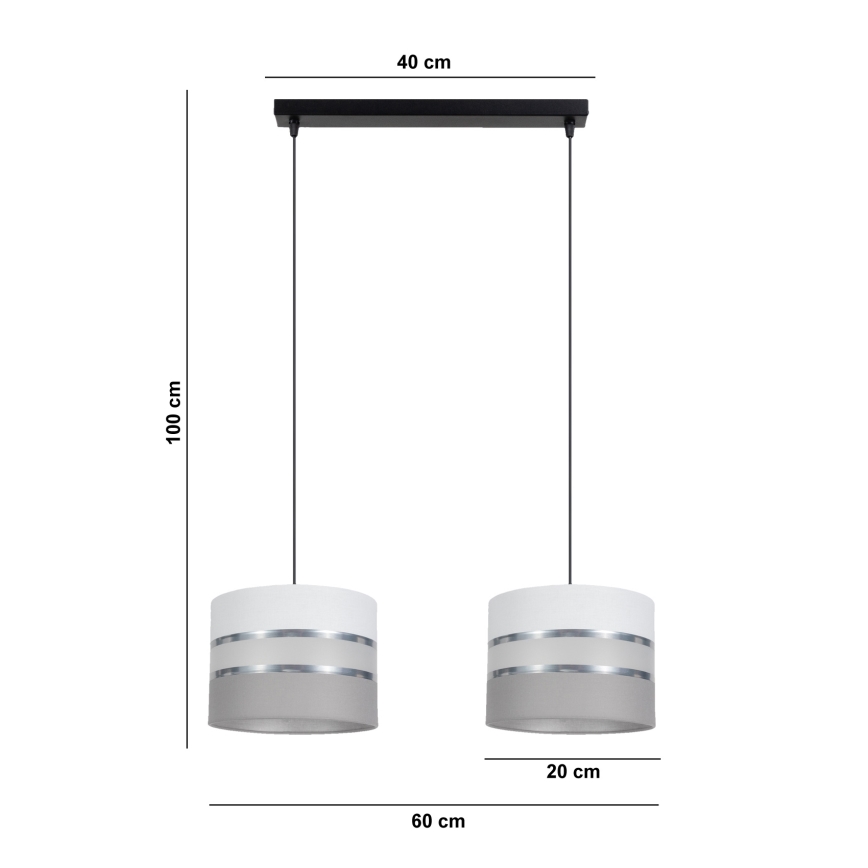 Висящ полилей CORAL 2xE27/60W/230V бял/сив