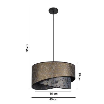 Висящ полилей REZO 1xE27/60W/230V сив/златист