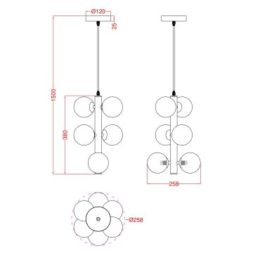 Wofi 6014-601W - LED Пендел VILLA 6xG9/3W/230V златист