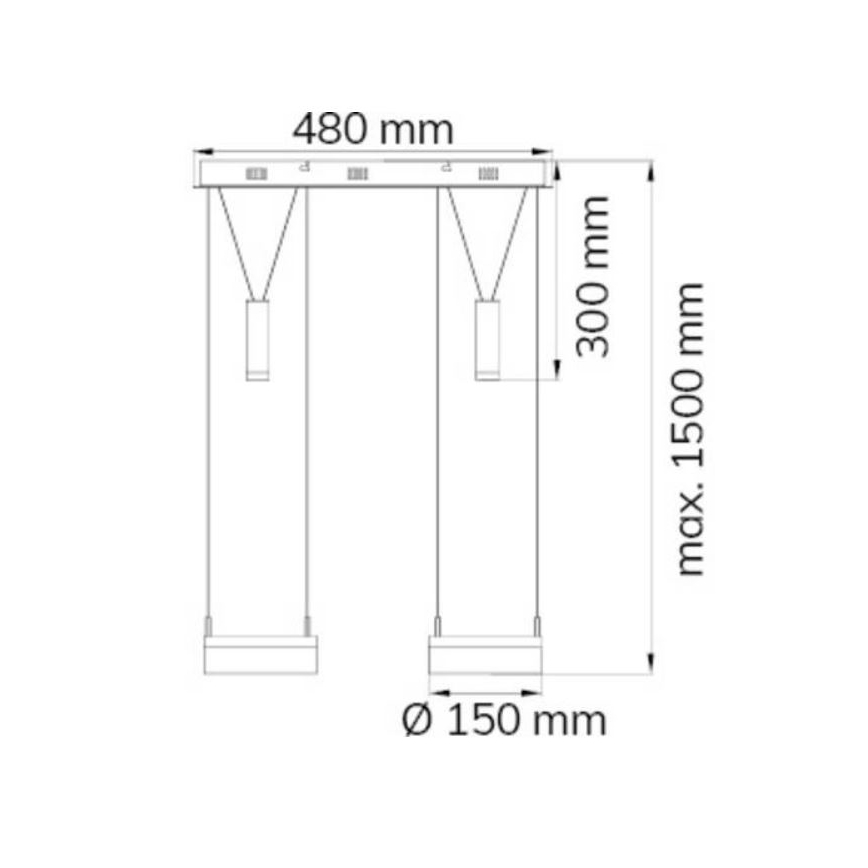 Wofi 7263.04.54.6000 - LED Димируем пендел JETTE 2xLED/7,5W/230V + 2xLED/1W